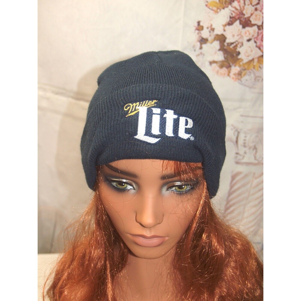 Vintage Miller Lite Beer Cuff Knit Hat Beanie Ones Size Fits Most Unisex